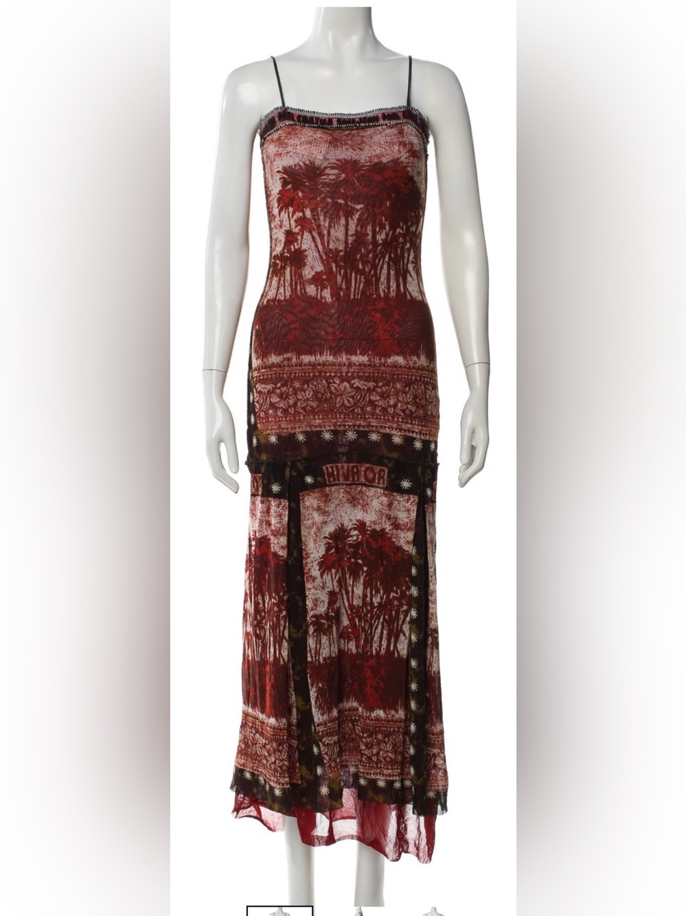 Vintage SS 2000 Jean Paul Gaultier Hiva Oa Palm Tree Mesh Maxi Dress Authentic - Picture 9 of 9